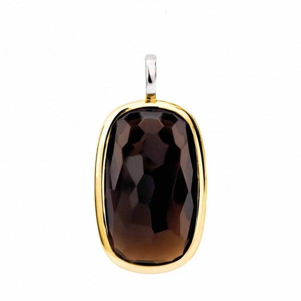 TiSento-Milano  Silver and Gold Pendant with Dark Brown Stone Van Adams Jewelers Snellville, GA