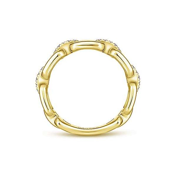 Gabriel & Co. 14K Yellow Gold Chain Link Ring Band with Diamond Connectors Image 3 Van Adams Jewelers Snellville, GA