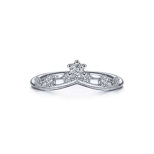 Gabriel & Co. 14K White Gold Curved Diamond Crown Ring Van Adams Jewelers Snellville, GA