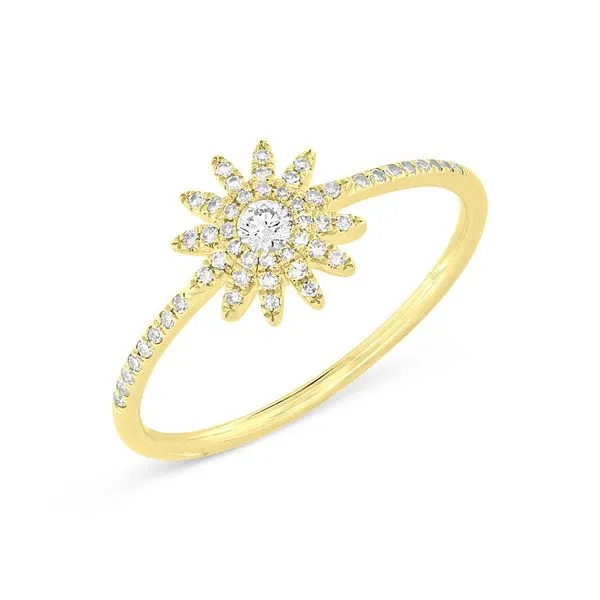 Shy Creation 14K Yellow Gold Diamond Starburst Ring Van Adams Jewelers Snellville, GA