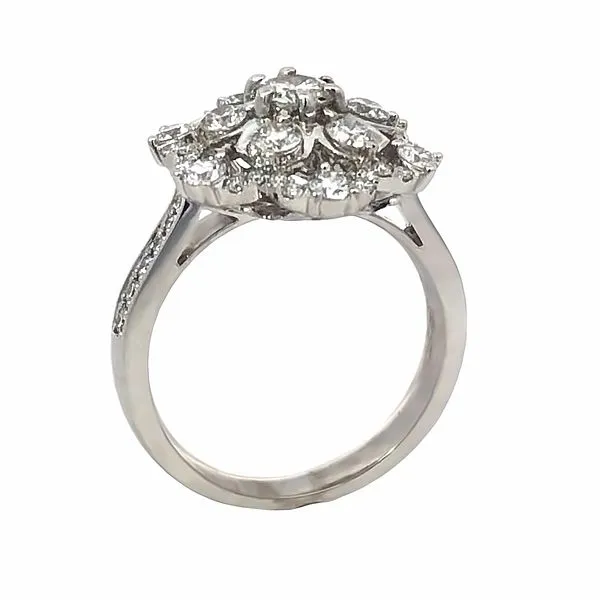 14K White Gold Diamond Flower Ring Image 2 Van Adams Jewelers Snellville, GA