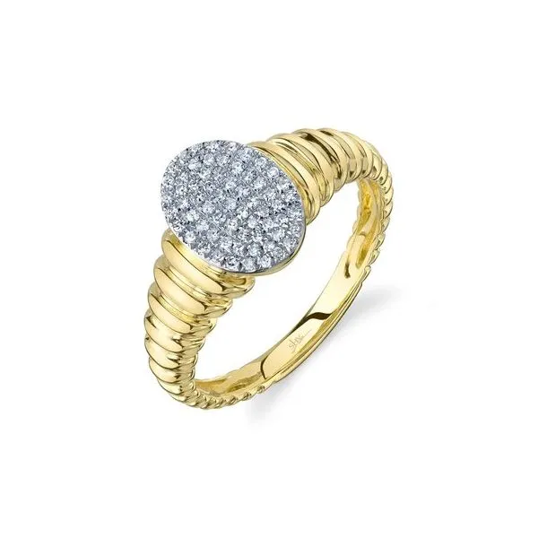 0.17CT DIAMOND PAVE RIBBED OVAL SIGNET RING Van Adams Jewelers Snellville, GA