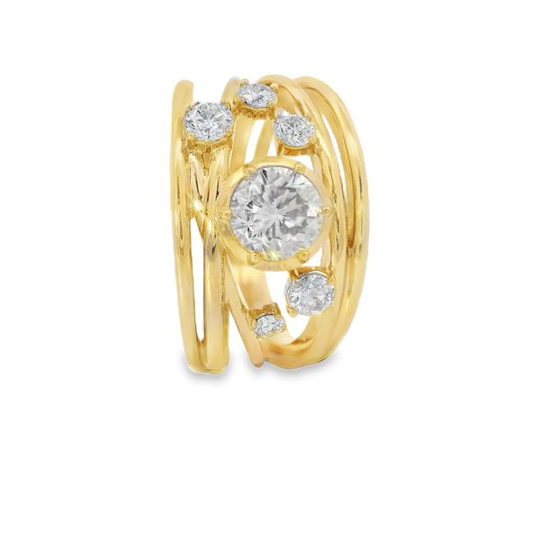 Yellow Gold Multi Row Diamond Ring Image 2 Van Adams Jewelers Snellville, GA