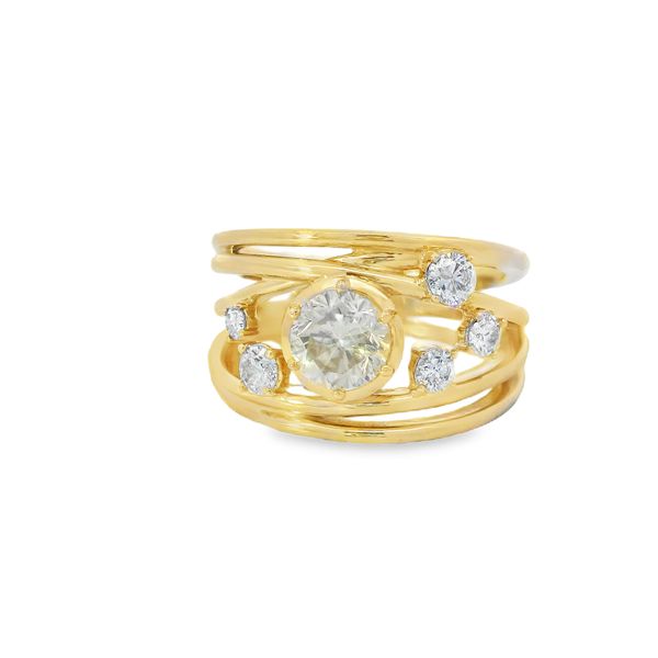 Yellow Gold Multi Row Diamond Ring Van Adams Jewelers Snellville, GA