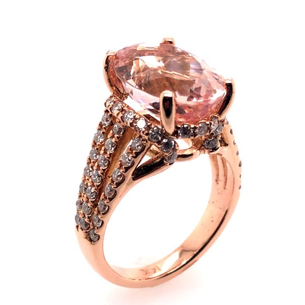 14K Rose Gold Morganite and Diamond Ring Image 2 Van Adams Jewelers Snellville, GA