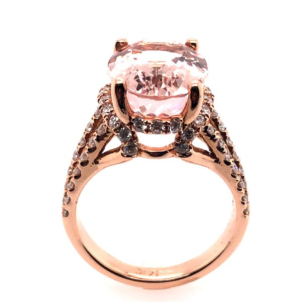 14K Rose Gold Morganite and Diamond Ring Image 3 Van Adams Jewelers Snellville, GA