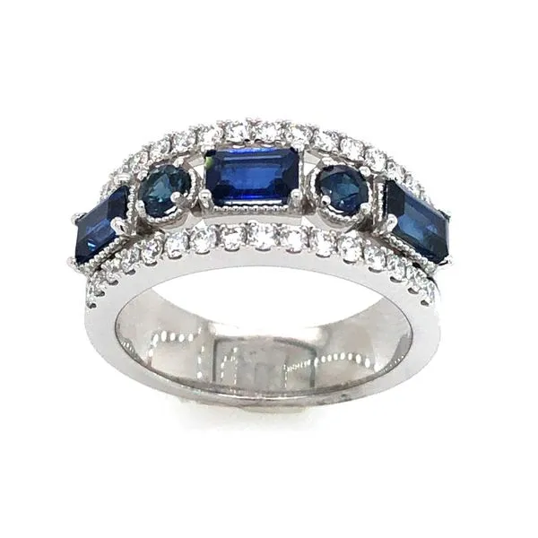 Sapphire and Diamond Band Image 2 Van Adams Jewelers Snellville, GA