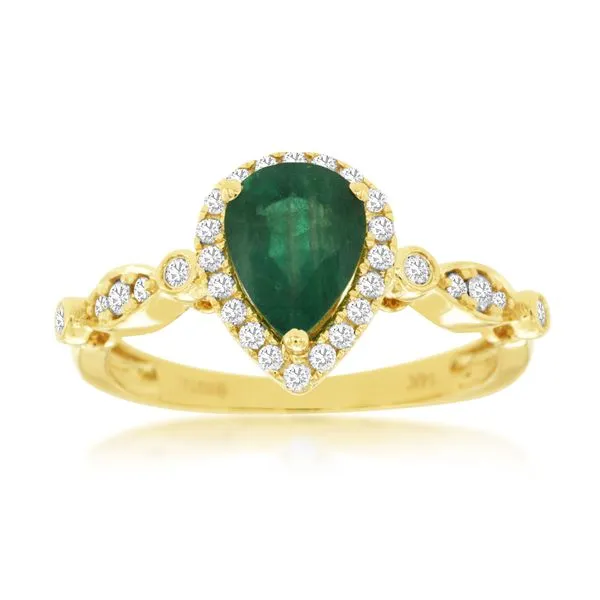 Pear shaped emerald ring Van Adams Jewelers Snellville, GA
