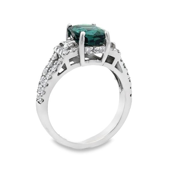 Blue green Tourmaline and Diamond Ring Image 2 Van Adams Jewelers Snellville, GA