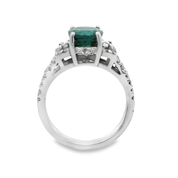 Blue green Tourmaline and Diamond Ring Image 3 Van Adams Jewelers Snellville, GA