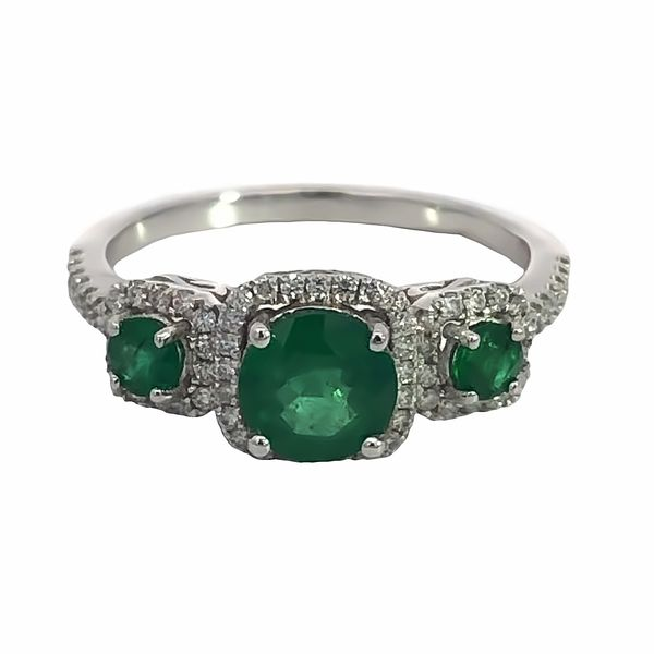 Emerald and Diamond 3 Stone Ring Van Adams Jewelers Snellville, GA