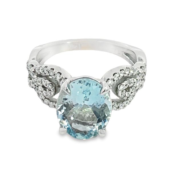 Van Adam's Collection 14K White Gold Diamond and Aquamarine Ring Van Adams Jewelers Snellville, GA