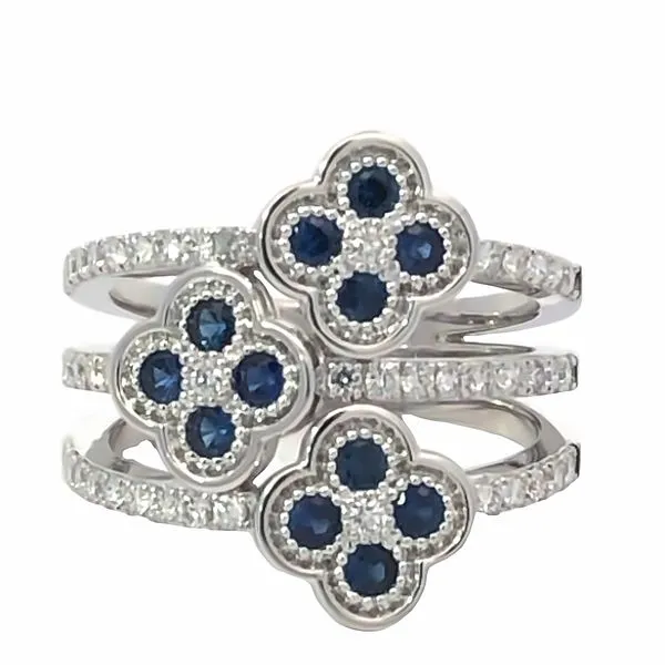 Sapphire and Diamond Clover Fashion Ring Van Adams Jewelers Snellville, GA
