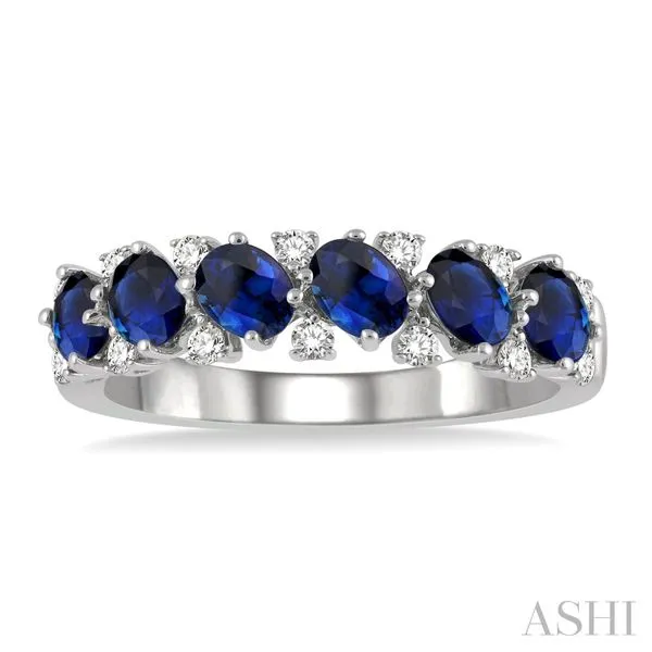 Oval Shape Gemstone & Diamond Wedding Band Image 2 Van Adams Jewelers Snellville, GA