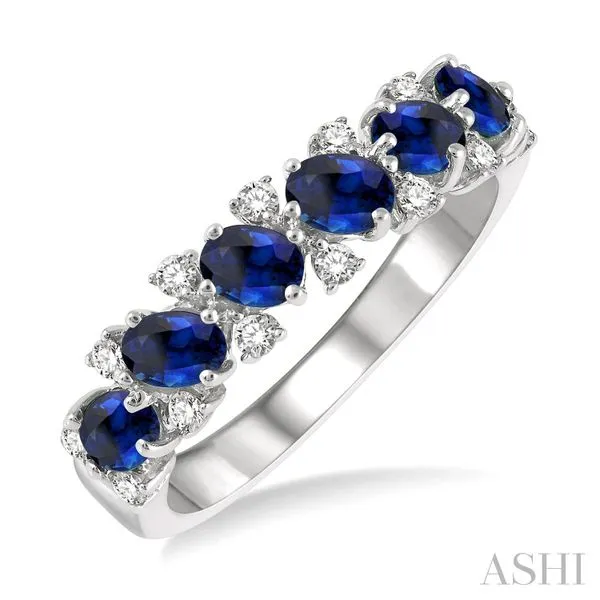 Oval Shape Gemstone & Diamond Wedding Band Van Adams Jewelers Snellville, GA