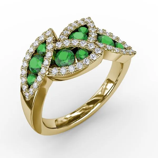 Glam Galore Emerald and Diamond Leaf Ring Image 3 Van Adams Jewelers Snellville, GA