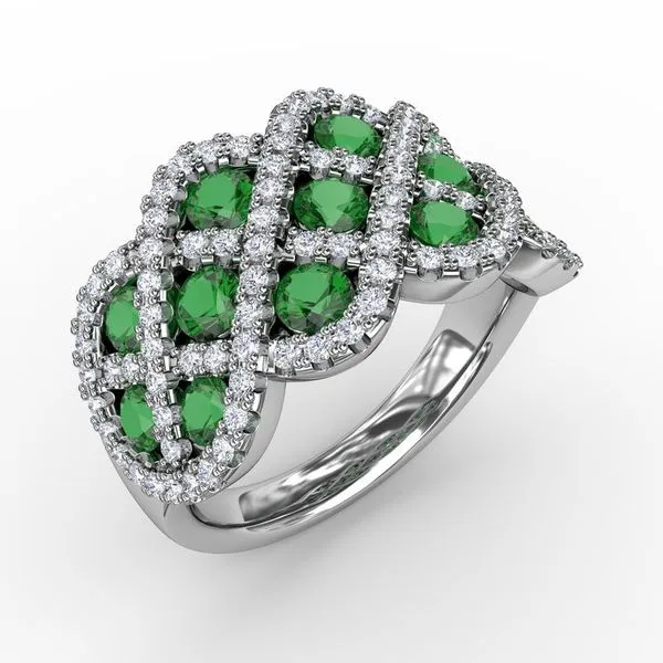 You And Me Emerald And Diamond Interweaving Ring Image 2 Van Adams Jewelers Snellville, GA