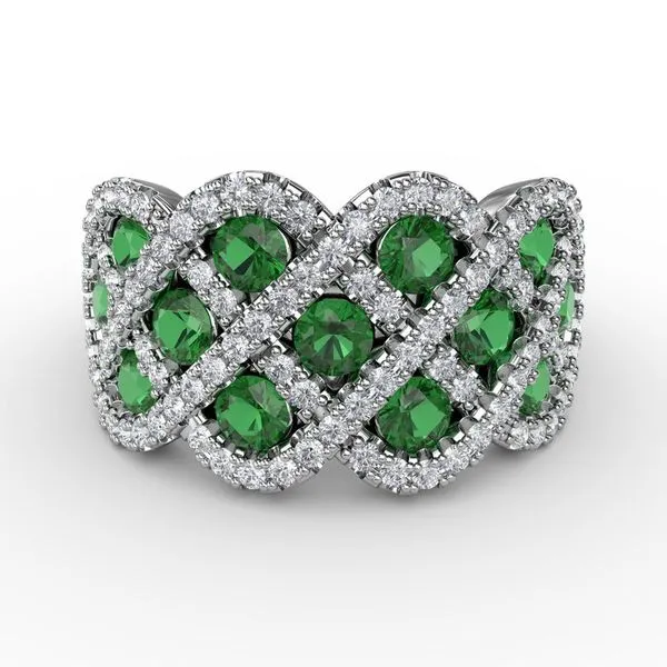 You And Me Emerald And Diamond Interweaving Ring Van Adams Jewelers Snellville, GA