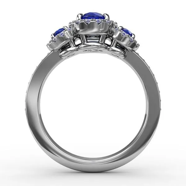 Dazzling Three Stone Sapphire And Diamond Ring Image 3 Van Adams Jewelers Snellville, GA