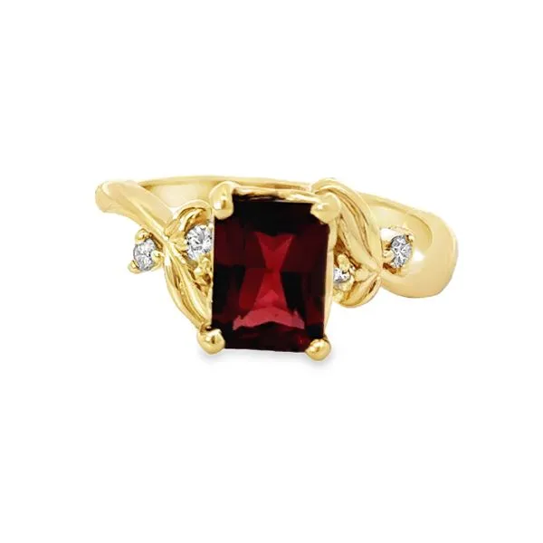 Yellow 10 Karat Cushion Garnet Ring Van Adams Jewelers Snellville, GA