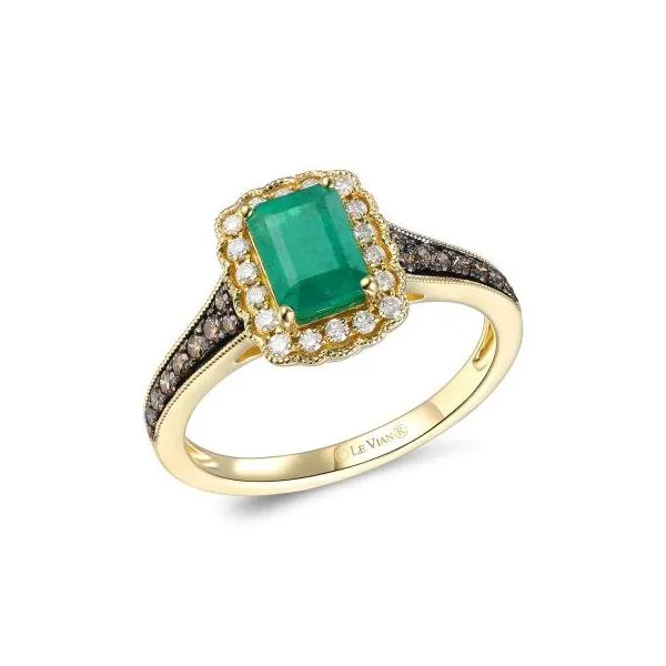 14K Honey Gold™ Ring | Costa Smeralda Emeralds™ 3/4 cts. | Chocolate Diamonds® 1/6 cts., Nude Diamonds™ 1/6 cts. Van Adams Jewelers Snellville, GA