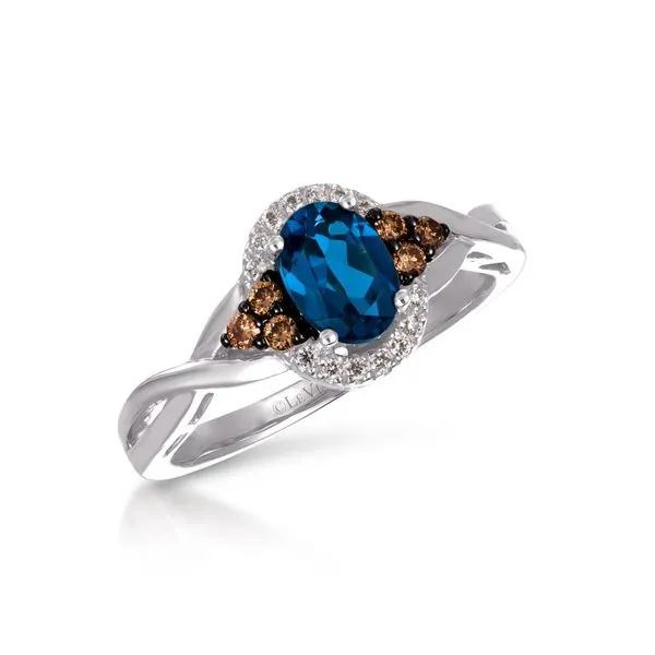Le Vian Chocolatier® Ring featuring Deep Sea Blue Topaz™ Chocolate Diamonds® , Vanilla Diamonds® set in 14K Vanilla Gold® Van Adams Jewelers Snellville, GA
