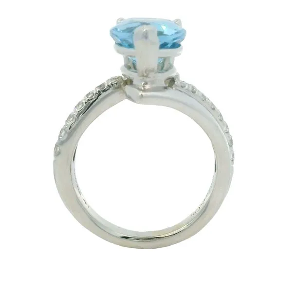 14K White Gold Aquamarine and Diamond Ring Image 2 Van Adams Jewelers Snellville, GA