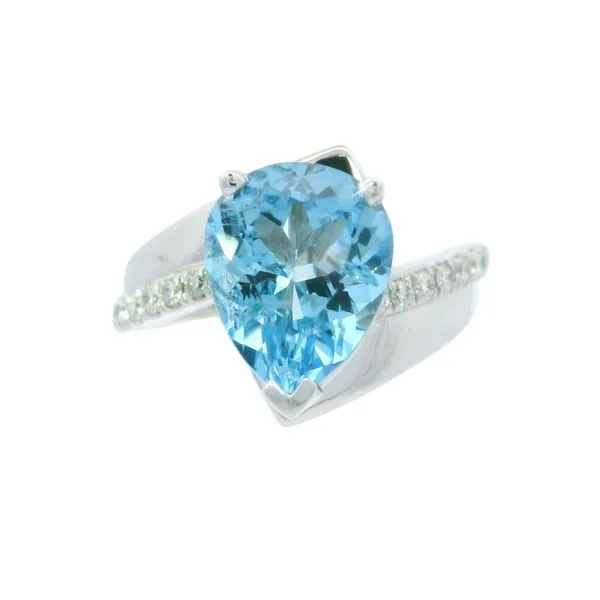 14K White Gold Aquamarine and Diamond Ring Van Adams Jewelers Snellville, GA