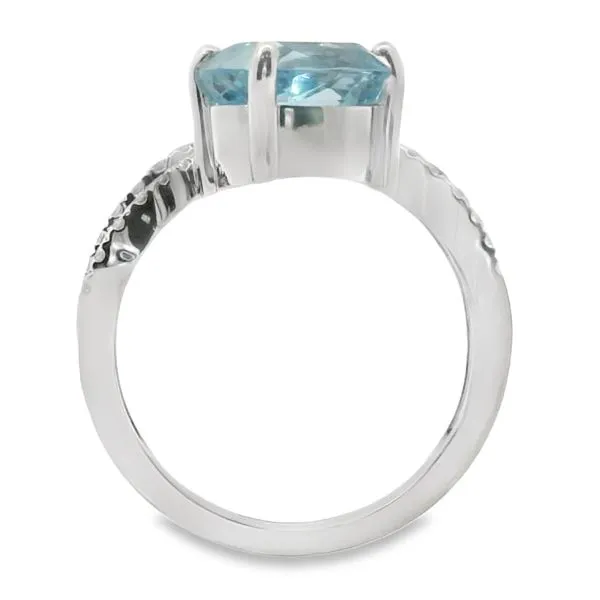 White 14 Karat Aqua And Diamond Ring Image 2 Van Adams Jewelers Snellville, GA