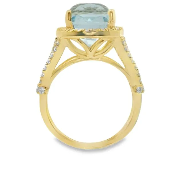 YELLOW 14 KARAT AQUA AND DIAMOND RING Image 2 Van Adams Jewelers Snellville, GA