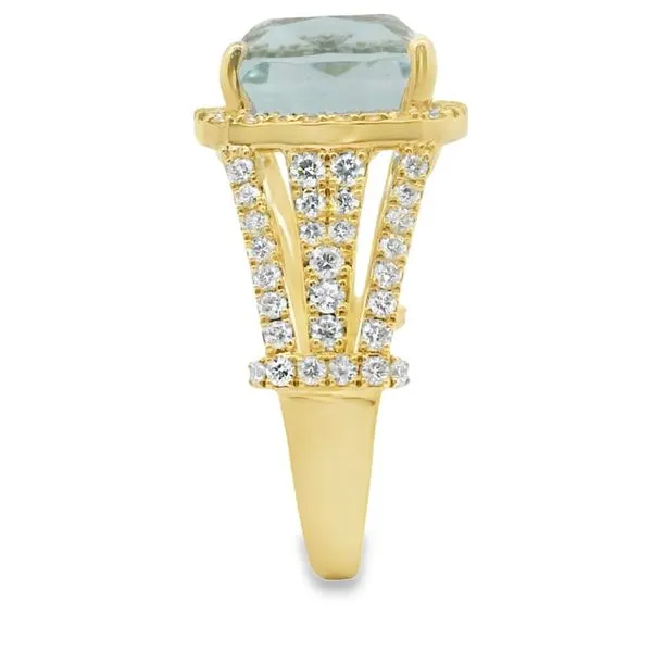 YELLOW 14 KARAT AQUA AND DIAMOND RING Image 4 Van Adams Jewelers Snellville, GA