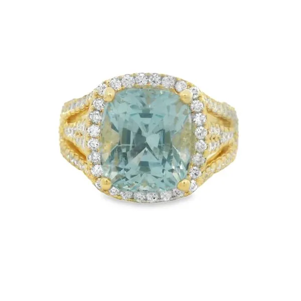 YELLOW 14 KARAT AQUA AND DIAMOND RING Van Adams Jewelers Snellville, GA
