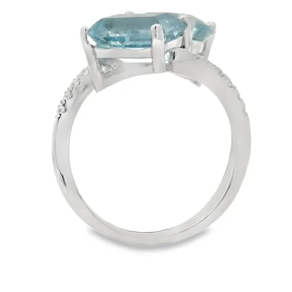 WHITE 14 KARAT AQUA AND DIAMOND FASHION RING Image 2 Van Adams Jewelers Snellville, GA