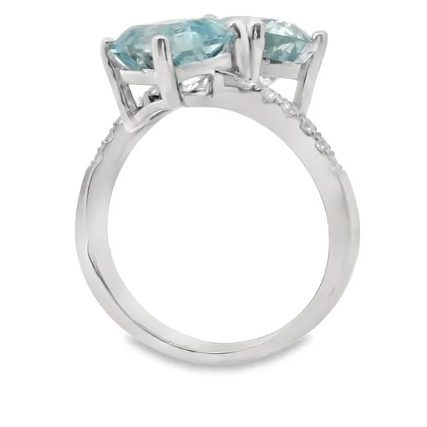 WHITE 14 KARAT AQUA AND DIAMOND FASHION RING Image 3 Van Adams Jewelers Snellville, GA