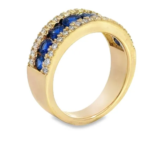 14K Yellow Gold Sapphire and Diamond Band Image 2 Van Adams Jewelers Snellville, GA