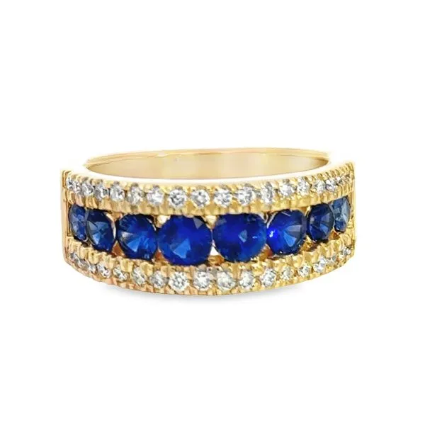 14K Yellow Gold Sapphire and Diamond Band Van Adams Jewelers Snellville, GA