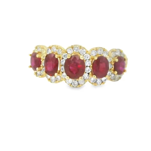 14 Karat Ring With Oval Rubys And Diamonds Van Adams Jewelers Snellville, GA