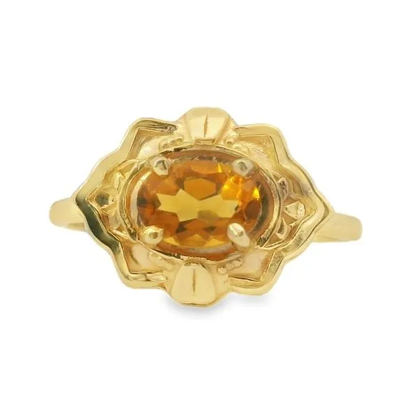 14K Yellow Gold Vintage Style Citrine Ring Van Adams Jewelers Snellville, GA