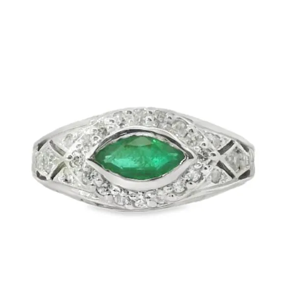 Marquise Emerald and Diamond Ring Van Adams Jewelers Snellville, GA