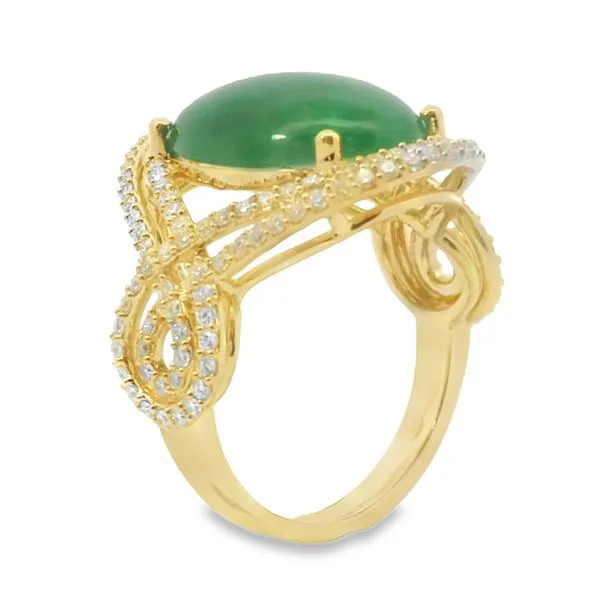 OVAL JADEITE AND DIAMOND RING Image 2 Van Adams Jewelers Snellville, GA