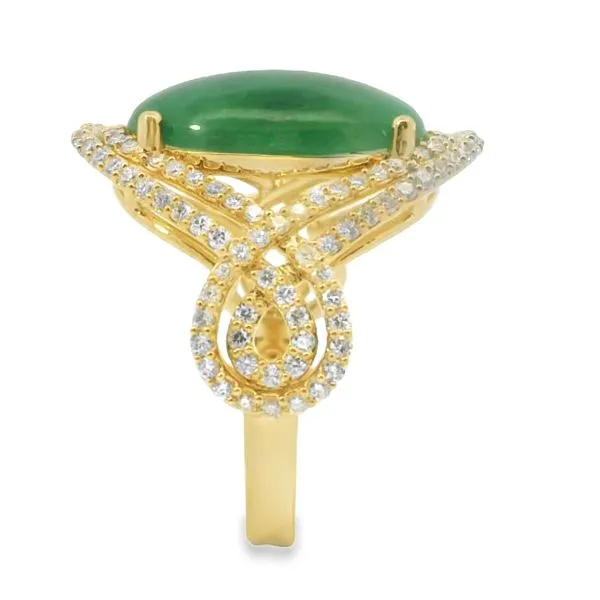 OVAL JADEITE AND DIAMOND RING Image 4 Van Adams Jewelers Snellville, GA