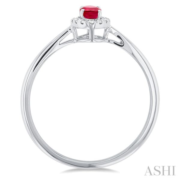 Oval Shape Gemstone & Halo Diamond Ring Image 3 Van Adams Jewelers Snellville, GA