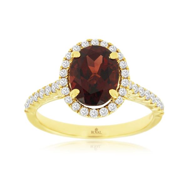 Garnet and Diamond Halo Ring Van Adams Jewelers Snellville, GA