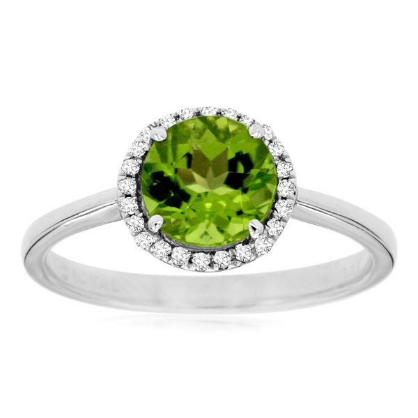 Peridot and Diamond Halo Ring Van Adams Jewelers Snellville, GA