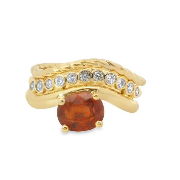 Three Piece 14K Yellow Gold Orange Sapphire Ring Image 2 Van Adams Jewelers Snellville, GA
