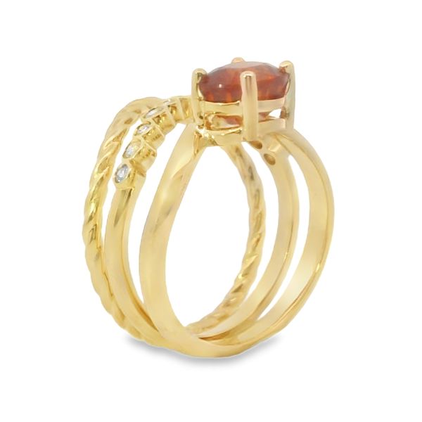 Three Piece 14K Yellow Gold Orange Sapphire Ring Image 4 Van Adams Jewelers Snellville, GA