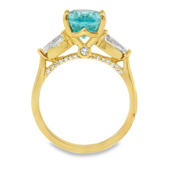 Lab Grown Pariba Tourmaline and Diamond Ring Image 2 Van Adams Jewelers Snellville, GA