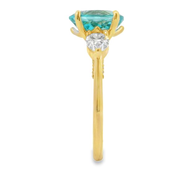 Lab Grown Pariba Tourmaline and Diamond Ring Image 3 Van Adams Jewelers Snellville, GA