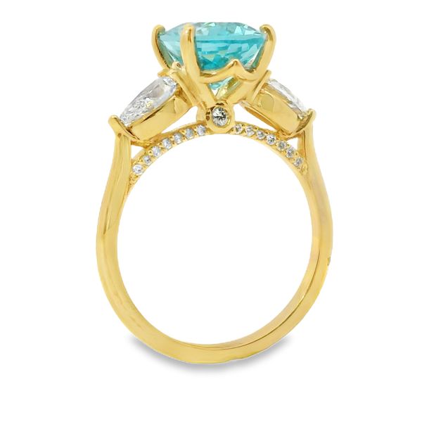 Lab Grown Pariba Tourmaline and Diamond Ring Image 4 Van Adams Jewelers Snellville, GA