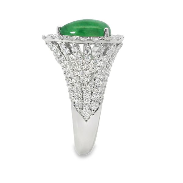 WHITE 14 KARAT RING WITH PEAR JADE AND 1.183TWTNATURAL DIAMONDS Image 2 Van Adams Jewelers Snellville, GA
